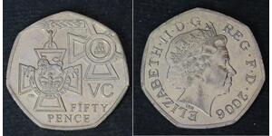 50 Penny Regno Unito (1922-) Rame/Nichel Elisabetta II (1926-2022)