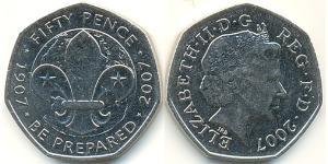 50 Penny Regno Unito (1922-) Rame/Nichel Elisabetta II (1926-2022)