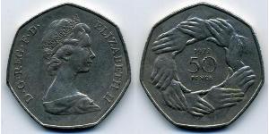 50 Penny Regno Unito (1922-) Rame/Nichel Elisabetta II (1926-2022)