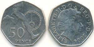 50 Penny Regno Unito (1922-) Rame/Nichel Elisabetta II (1926-2022)
