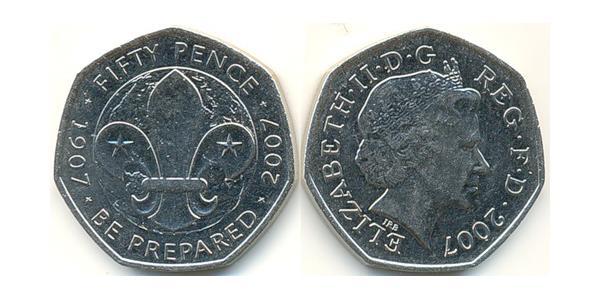 50 Penny Regno Unito (1922-) Rame/Nichel Elisabetta II (1926-2022)