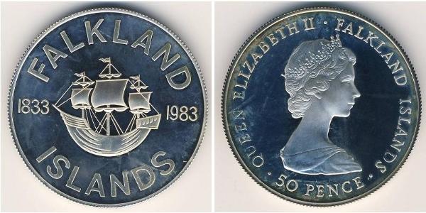 50 Penny Falklandinseln Silber Elizabeth II (1926-2022)