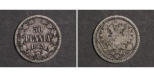 50 Penny Großfürstentum Finnland (1809 - 1917) / Russisches Reich (1720-1917) Silber 