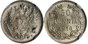 50 Penny Großfürstentum Finnland (1809 - 1917) / Russisches Reich (1720-1917) Silber 