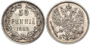 50 Penny Großfürstentum Finnland (1809 - 1917) / Russisches Reich (1720-1917) Silber 