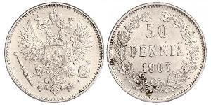 50 Penny Großfürstentum Finnland (1809 - 1917) / Russisches Reich (1720-1917) Silber 