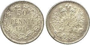 50 Penny Großfürstentum Finnland (1809 - 1917) / Russisches Reich (1720-1917) Silber 