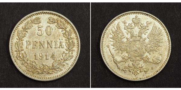 50 Penny Großfürstentum Finnland (1809 - 1917) / Russisches Reich (1720-1917) Silber 