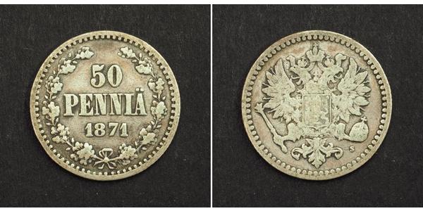 50 Penny Großfürstentum Finnland (1809 - 1917) / Russisches Reich (1720-1917) Silber 