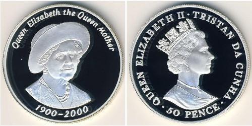 50 Penny Tristan da Cunha Silber Elizabeth II (1926-2022)