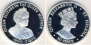 50 Penny  Silber Elizabeth II (1926-2022)