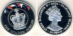 50 Penny Falkland Islands Silver Elizabeth II (1926-2022)