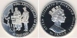 50 Penny Falkland Islands Silver Elizabeth II (1926-2022)