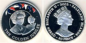 50 Penny Falkland Islands Silver Elizabeth II (1926-2022)