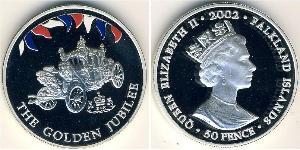 50 Penny Falkland Islands Silver Elizabeth II (1926-2022)