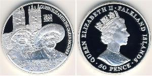 50 Penny Falkland Islands Silver Elizabeth II (1926-2022)