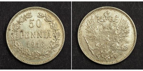 50 Penny Grand Duchy of Finland (1809 - 1917) / Russian Empire (1720-1917) Silver 