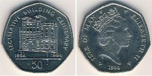 50 Penny Isle of Man  Elizabeth II (1926-2022)