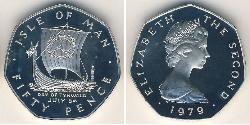 50 Penny 曼島 銀 伊丽莎白二世 (1926-2022)