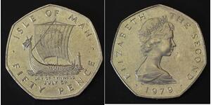 50 Penny 曼島 銀 伊丽莎白二世 (1926-2022)