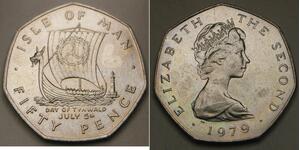 50 Penny 曼島 銀 伊丽莎白二世 (1926-2022)