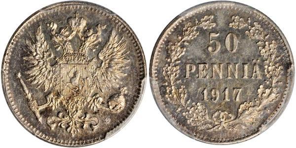 50 Penny 芬兰大公国 (1809 - 1917) / 俄罗斯帝国 (1721 - 1917) 銀 