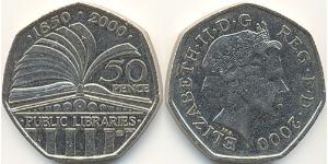 50 Penny United Kingdom (1922-) 銅/镍 伊丽莎白二世 (1926-2022)