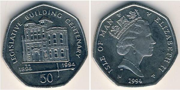 50 Penny 曼島 銅/镍 伊丽莎白二世 (1926-2022)