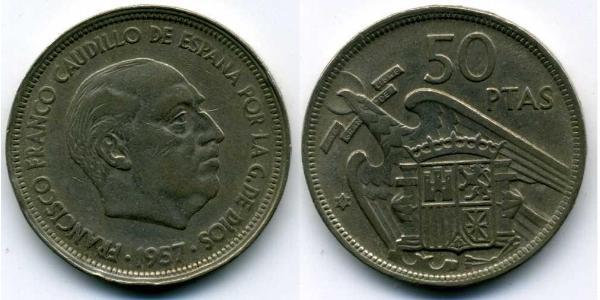 50 Peseta Dictadura de Francisco Franco (1936 - 1975) Níquel/Cobre Francisco Franco(1892 – 1975)