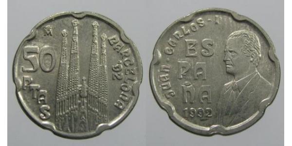 50 Peseta 西班牙 銅/镍 胡安·卡洛斯一世 (1938 - )