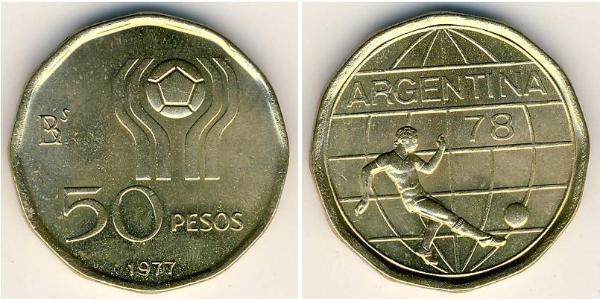 50 Peso República Argentina (1861 - ) Aluminio/Bronce 