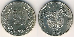 50 Peso Republic of Colombia (1886 - ) Copper/Zinc/Nickel 