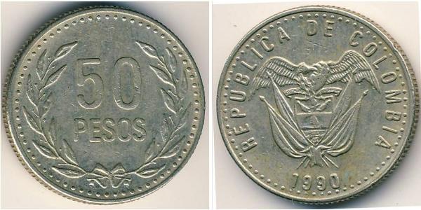 50 Peso Republique de Colombie (1886 - ) Cuivre/Nickel 