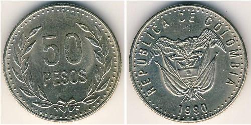 50 Peso Republica de Colombia (1886 - ) Níquel/Cobre/Zinc 