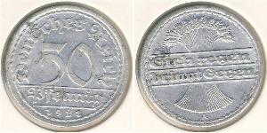 50 Pfennig Repubblica di Weimar (1918-1933) Alluminio 