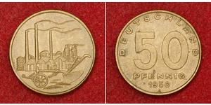 50 Pfennig Repubblica Democratica Tedesca (1949-1990) Ottone/Alluminio/Bronzo 