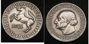 50 Pfennig Alemania Aluminio Heinrich Friedrich Karl vom Stein