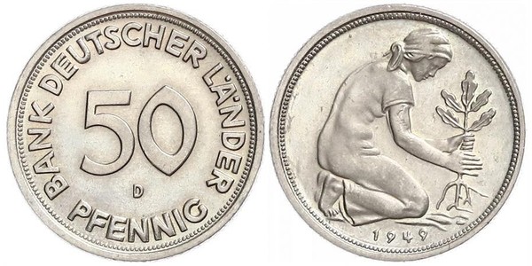 50 Pfennig German Democratic Republic (1949-1990) / West Germany (1949-1990) Copper/Nickel 