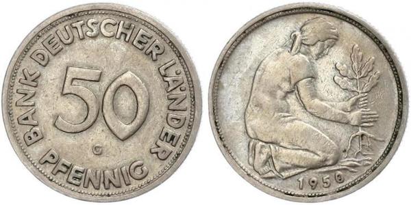 50 Pfennig German Democratic Republic (1949-1990) / West Germany (1949-1990) Copper/Nickel 