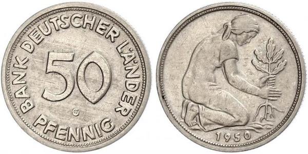 50 Pfennig German Democratic Republic (1949-1990) / West Germany (1949-1990) Copper/Nickel 