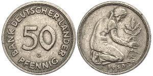 50 Pfennig Deutsche Demokratische Republik (1949-1990) / Geschichte der Bundesrepublik Deutschland (1949-1990) Kupfer/Nickel 