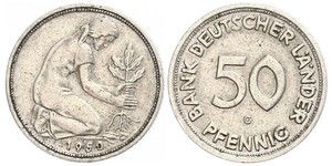 50 Pfennig Deutsche Demokratische Republik (1949-1990) / Geschichte der Bundesrepublik Deutschland (1949-1990) Kupfer/Nickel 