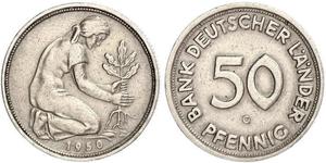 50 Pfennig Deutsche Demokratische Republik (1949-1990) / Geschichte der Bundesrepublik Deutschland (1949-1990) Kupfer/Nickel 