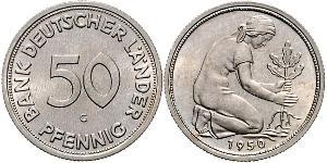 50 Pfennig Deutsche Demokratische Republik (1949-1990) / Geschichte der Bundesrepublik Deutschland (1949-1990) Kupfer/Nickel 