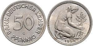 50 Pfennig Deutsche Demokratische Republik (1949-1990) / Geschichte der Bundesrepublik Deutschland (1949-1990) Kupfer/Nickel 