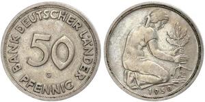 50 Pfennig Deutsche Demokratische Republik (1949-1990) / Geschichte der Bundesrepublik Deutschland (1949-1990) Kupfer/Nickel 