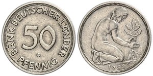 50 Pfennig Deutsche Demokratische Republik (1949-1990) / Geschichte der Bundesrepublik Deutschland (1949-1990) Kupfer/Nickel 