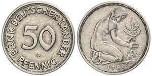 50 Pfennig Deutsche Demokratische Republik (1949-1990) / Geschichte der Bundesrepublik Deutschland (1949-1990) Kupfer/Nickel 