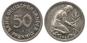 50 Pfennig Deutsche Demokratische Republik (1949-1990) / Geschichte der Bundesrepublik Deutschland (1949-1990) Kupfer/Nickel 