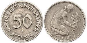 50 Pfennig Deutsche Demokratische Republik (1949-1990) / Geschichte der Bundesrepublik Deutschland (1949-1990) Kupfer/Nickel 